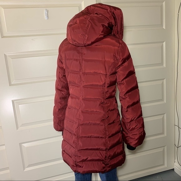 soia & Kyo Jasmine Down Coat Red Hooded Tombs Hole Puffer Zip Jacket XS - Picture 13 of 14